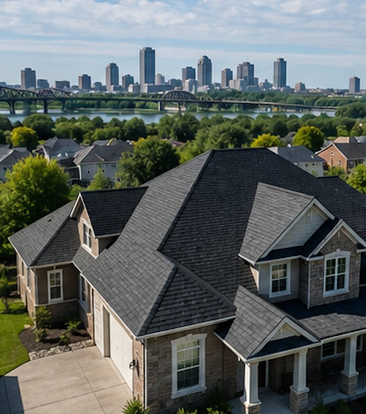 Close inspection of metal roofing details